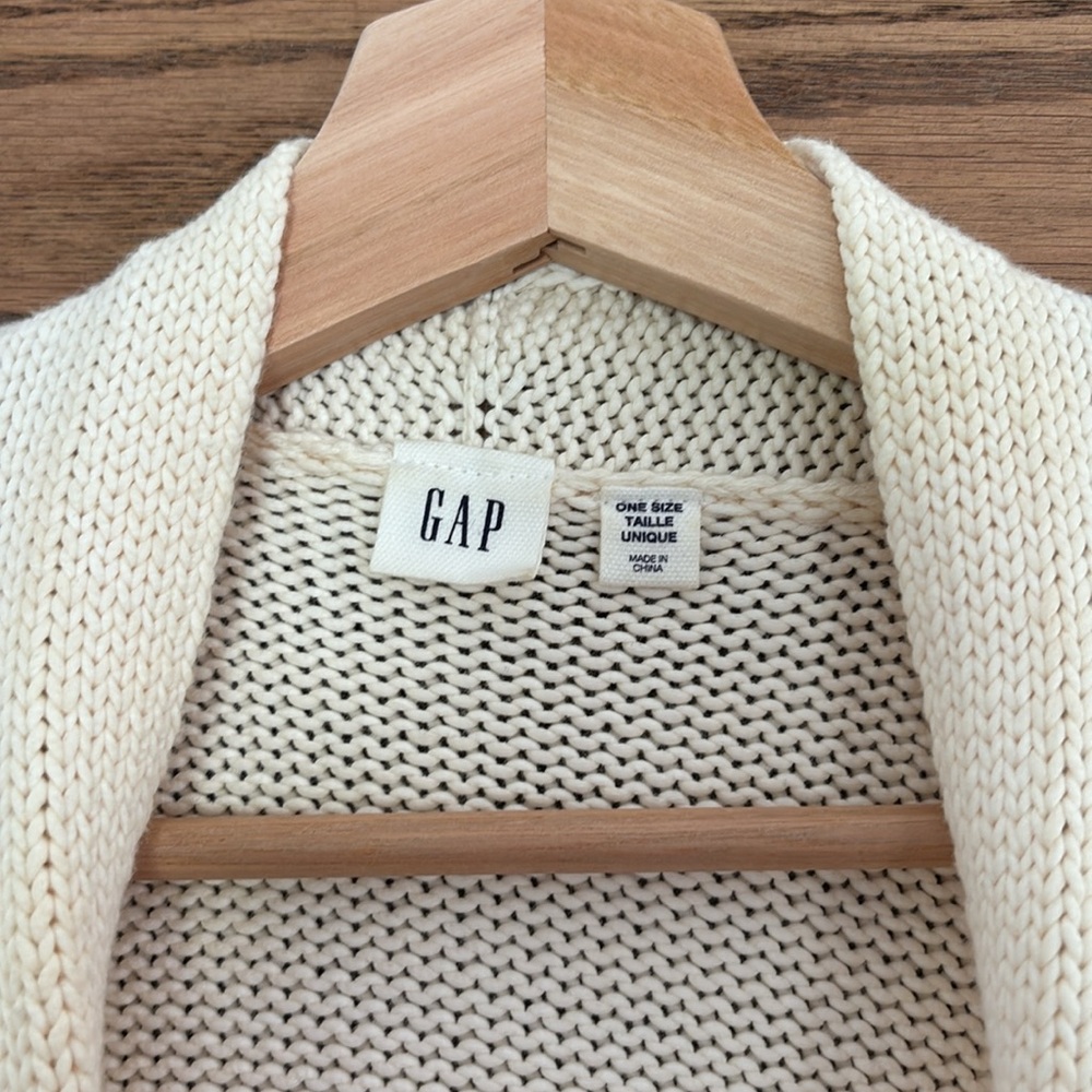 GAP cream fringe open cardigan poncho, one size